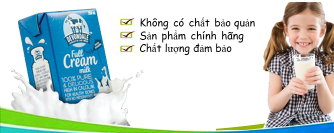 Sữa tươi devondale nguyên kem hộp 200ml